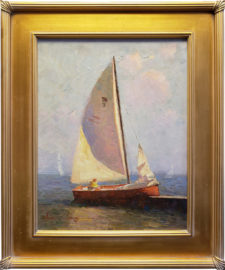 American Legacy Fine Arts presents "Sailboat" a painting by Calvin Liang.