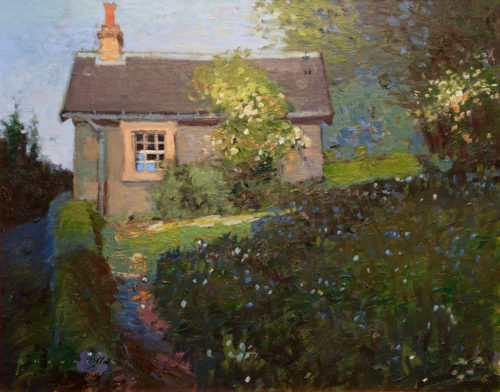 American Legacy Fine Arts presents "Sir Walter Scott's Caretaker's Cottage in Abbotsford, Scotland" a painting by Chuck Kovacic.