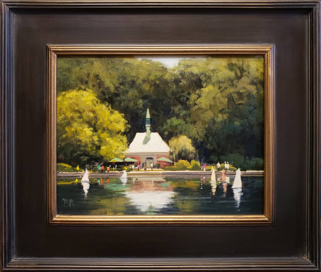 American Legacy Fine Arts presents "Kerbs Boathouse, Central Park" a painting by Brian Blood.