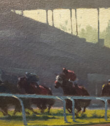 American Legacy Fine Arts presents "Heading for the Grandstands; Santa Anita" a painting by Michael Obermeyer