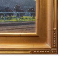 American Legacy Fine Arts presents "Heading for the Grandstands; Santa Anita" a painting by Michael Obermeyer