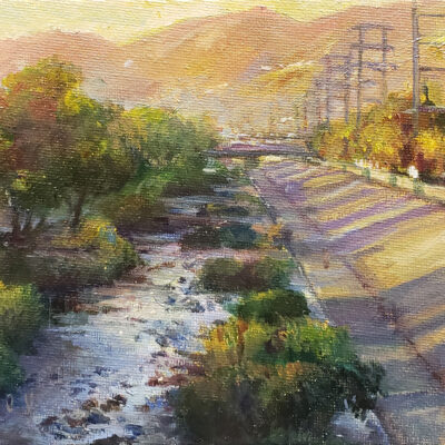 Nikita Budkov artist Oil painting Slipping Away, The Los Angeles River