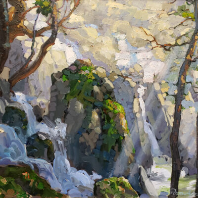 Peter Adams Artist Oil painting Lower Chilnualna Falls; Yosemite National Park