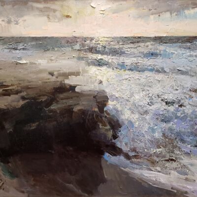 American Legacy Fine Arts presents "Malibu Sunrise" a painting by Jove Wang.
