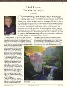 American Legacy Fine Arts presents Chuck Kovacic in CAC Newsletter, Fall 2019 Issue.