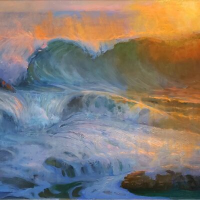 Peter Adams Artist Oil painting Treacherous Shorebreak