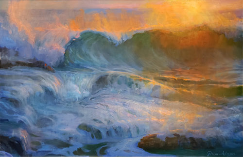 American Legacy Fine Arts presents "Treacherous Malibu Shorebreak" a painting by Peter Adams
