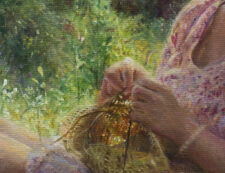 Nikita Budkov Oil painting The ways of Yore, Knitting in Zvenigorod, Russia