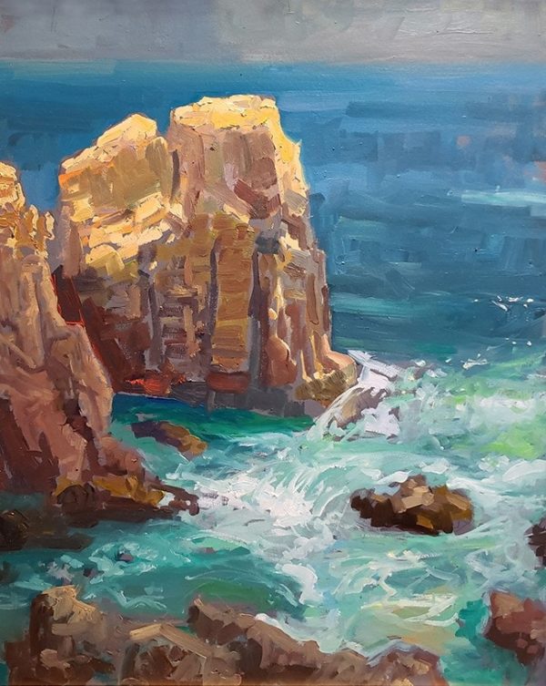 American Legacy Fine Arts presents "Surging Waves at Rocky Point" a painting by Peter Adams