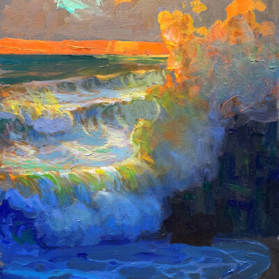 Peter Adams Artist Oil painting Evening Splash, Oceanside