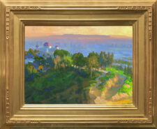 Peter Adams Artist Oil painting Griffith Park Observatory Overlooking Los Angeles Palos Verdes-and Catalina