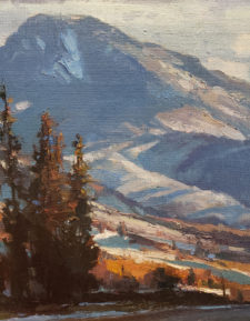 American Legacy Fine Arts presents "First Snow; The Pass on the California-Oregon Border" a painting by Michael Obermeyer.