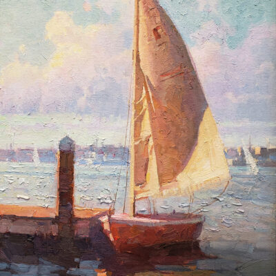 Calvin Liang Artist Oil painting Newport Sailboat