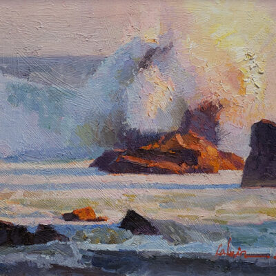American Legacy Fine Arts presents "Incoming Tide; Laguna Beach" a painting by Calvin Liang.