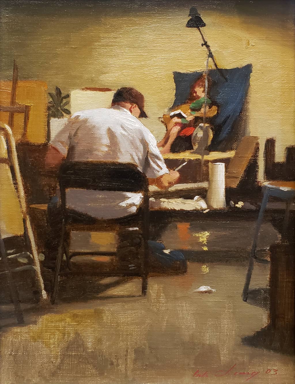 American Legacy Fine Arts presents "Classroom Clutter" a painting by Warren Chang.