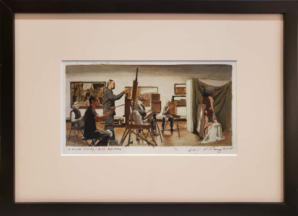 American Legacy Fine Arts presents "Gill Gallery Study" a painting by Warren Chang.