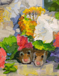 American Legacy Fine Arts presents "Garden Friends" a painting by peter Adams.