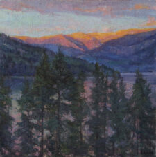 American Legacy Fine Arts presents "The Place Where the Old Ones Walked; Cour d'Alene Lake" a painting by Amy Sidrane.