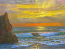 American Legacy Fine Arts presents "Leo Carrillo Sunset, End of a Perfect Day" a painting by Peter Adams.