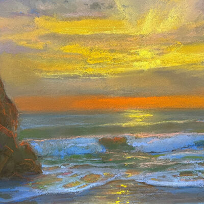 American Legacy Fine Arts presents "Leo Carrillo Sunset, End of a Perfect Day" a painting by Peter Adams.