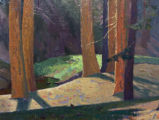American Legacy Fine Arts presents "Glow in the Grove; Camp Big Horn, Lake Arrowhead" a painting by Alexey Steele.
