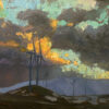 American Legacy Fine Arts presents "Breaking Storm over the Wind Farm; Tehachapi, California" a painting by Peter Adams.