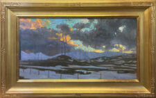 American Legacy Fine Arts presents "Breaking Storm over the Wind Farm; Tehachapi, California" a painting by Peter Adams.