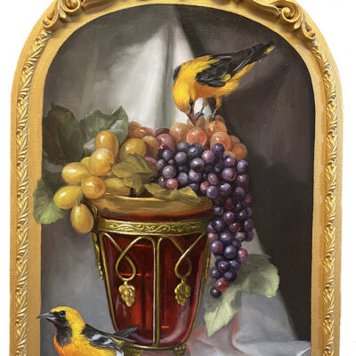 Mary Kay West Artist oil painting Orioles and Grapes