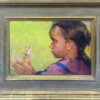 Jove Wang Artist Native American Girl Playing with Rattle Drum Oil Painting