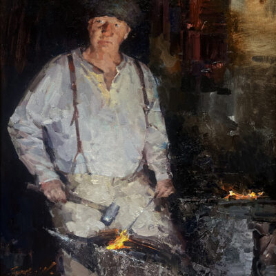 Jove Wang Artist The Blacksmith Oil Painting