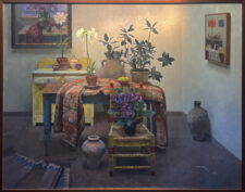 Jim McVicker Artist Interior with Mexican Chair Oil Painting